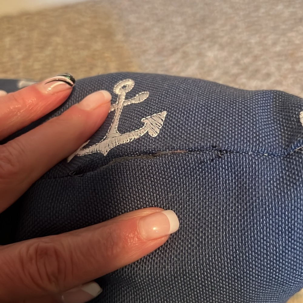 Nautical Blue With White Embroidered Anchors Pillow-See Photos - Picture 7 of 7